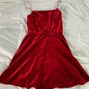 Red Velvet Skater Dress Urban Outfitters